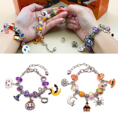 Colgantes de Calabaza Joyería de Cadena de Mano para Niña Mujer Pulsera Morada con Cuentas