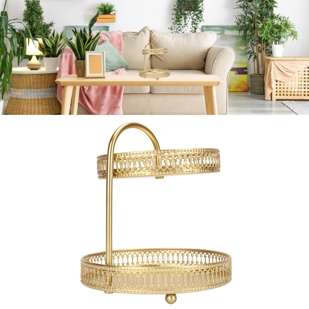 4pcs Gold 2 Tier Fruit Tray Metal 2 Tier Fruit Bowl Fruit Stand Organizer Farmhouse Decor