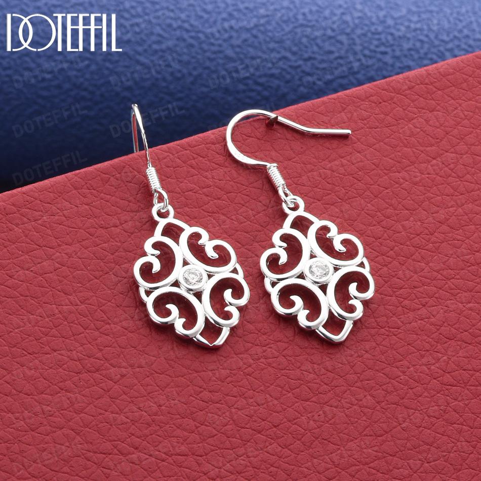 925 Sterling Silver Openwork Art Pendant Earrings - Exquisite Gift Jewelry 4.00*1.50cm