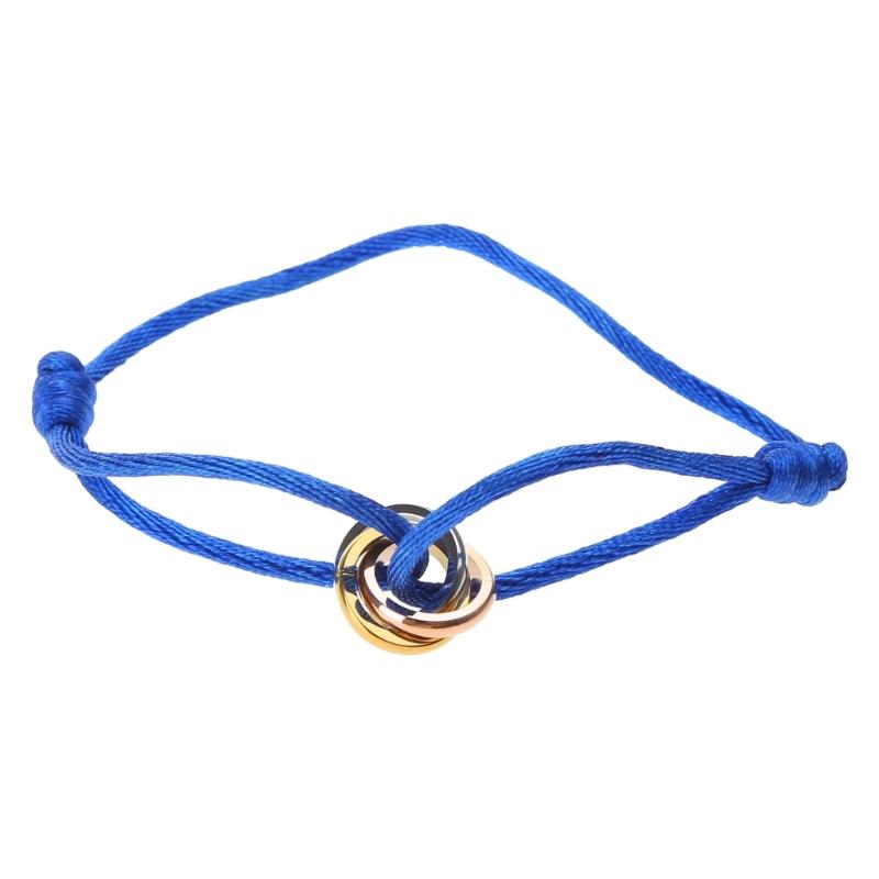 Металлические кольца-пряжки Плетеный веревочный браслет Ручной работы Браслет из ниток Ювелирный подарок Регулируемые браслеты для дружбы и пар синий