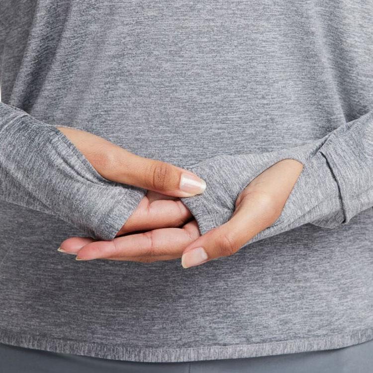 Nike Solid Color Round Neck Casual Pullover Knit Long Sleeve Breathable T-Shirt Women Tops Gray FB4298-084