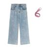 Vintage Woman Jeans Winter Embroidery Pants Baggy Jeans Women