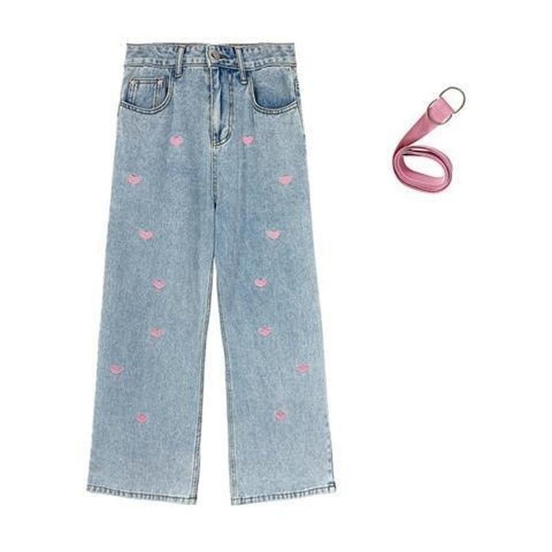 Vintage Woman Jeans Winter Embroidery Pants Baggy Jeans Women