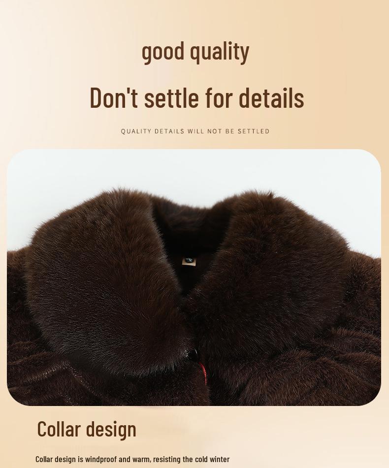 Plus Velvet Thickened Woolen Coat with Fur Collar for Middle-Aged and Elderly - Grandma Style