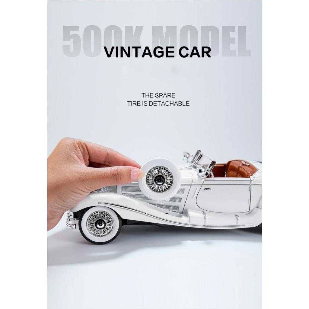 1/18 Mercedes-Benz 500K 1936 Alloy Die Cast Toy Car Model Sound and Light Children's Toy Collectibles Birthday gift