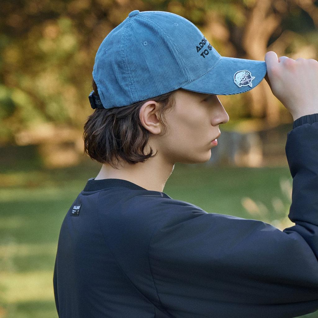 CHALLENGER Embroidered Logo Point Fleece-Lined Corduroy Ball Cap Blue