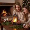 Festive Home Decor Christmas Snow Lantern, Water Glittering Vintage Elk/Santa/Snowman Battery Tabletop Ornament Operated Lighted Table Lamp