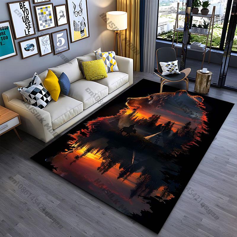 Nature wildlife harmony and reflection carpet Yoga living room room decor children s crawling mat doormat area rug 40x60cm