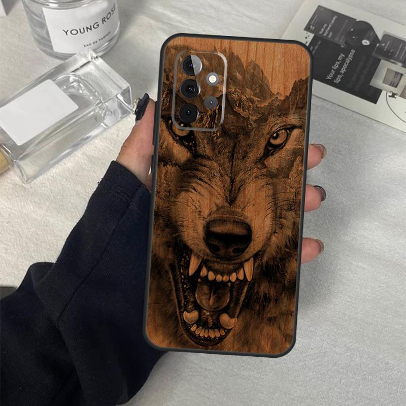 Wolf Bike Butterfly Wood Case For Samsung Galaxy A55 A35 A15 A52 A32 A12 A16 A26 A36 A56 A53 A33 A13 A14 A34 A54 A17