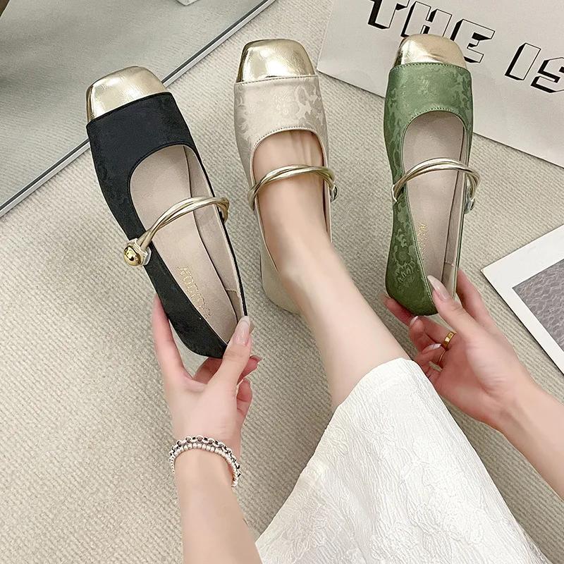 Elegant 2024 Bowknot Comfort Slip-On Ladies Shoes Ballerina Women's Flat Round Toe Leather Soft-soled Single Shoes Women Plus