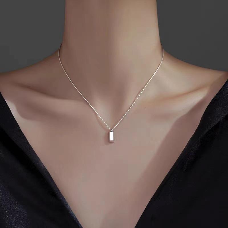 2024 New Luxury 925 Sterling Silver Square Necklace for Women