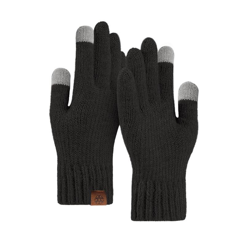 Vinterhandskar herr varma och kalla handskar utomhus dubbla lager köldsäkra förtjockade sammet stickade handskar