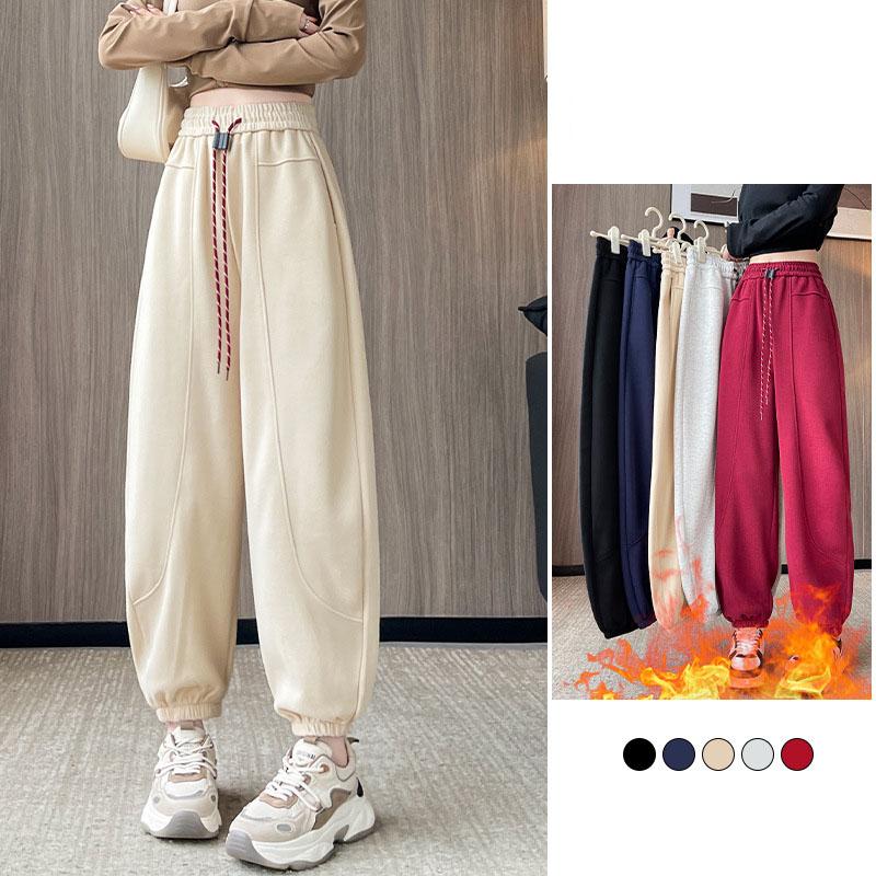 FiveFive Thicken pantaloni de sport pentru femei, calduri, plus pantaloni harem din catifea, la moda pentru zăpadă, pantaloni iubit, pantaloni de iarnă cu talie înaltă
