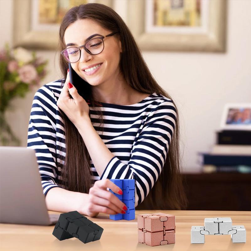 Alloy Infinity Cube Fidget Toy Ultra-Durable Sensory Stress Reliever for Adults & Kids Anxiety Relief Gift