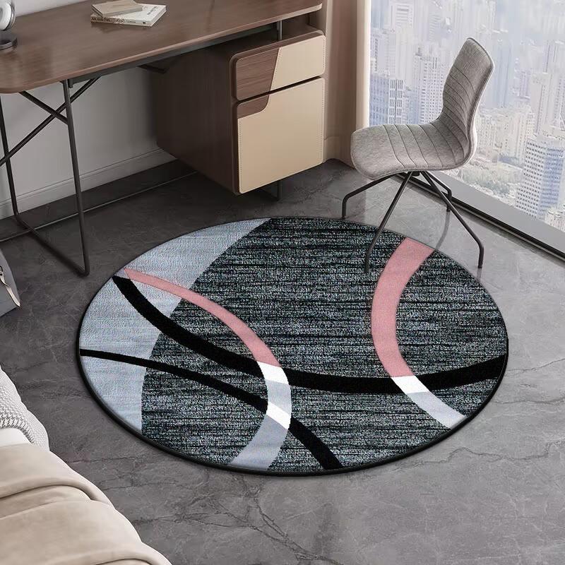 European Geometric Round Carpet Living Room Decoration Home Sofa Chair Side Foot Mat Bedroom Bedside Rugs Washroom Floor Mat