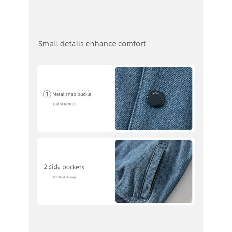 David Bella Kidsren's Denim Jacket 2026 Spring New Style Boys' Sports Casual Baseball Uniform Jacket