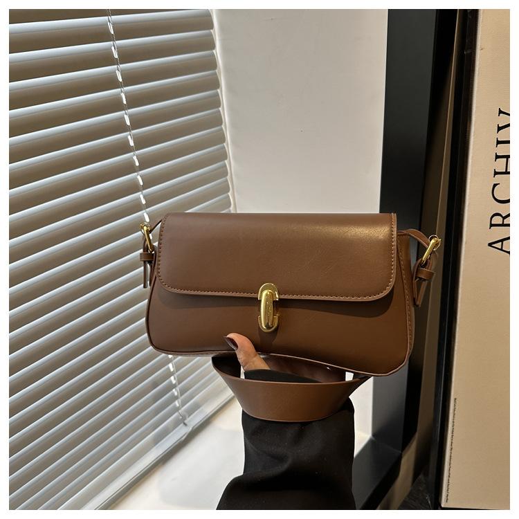 Personality Trend 2025 New Lock Fashion Retro Underarm One Shoulder Portable Underarm Women's Small Square Bag