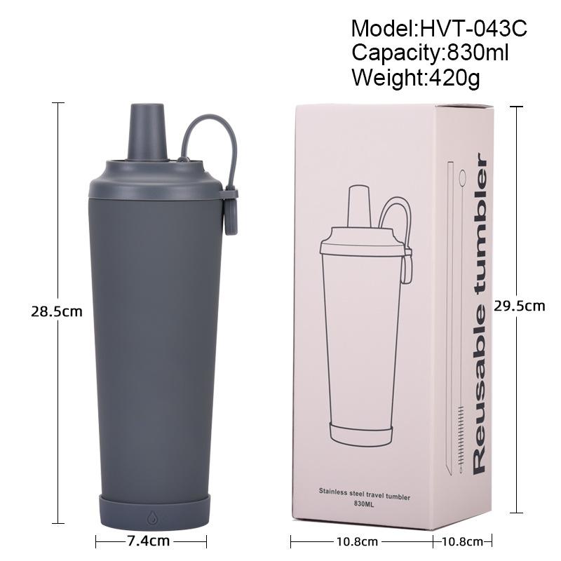 830Ml Ceramic Coated Stainless Steel Straw Cup Can Suck Pearl Portable Magnetic Handle Thermos Cup