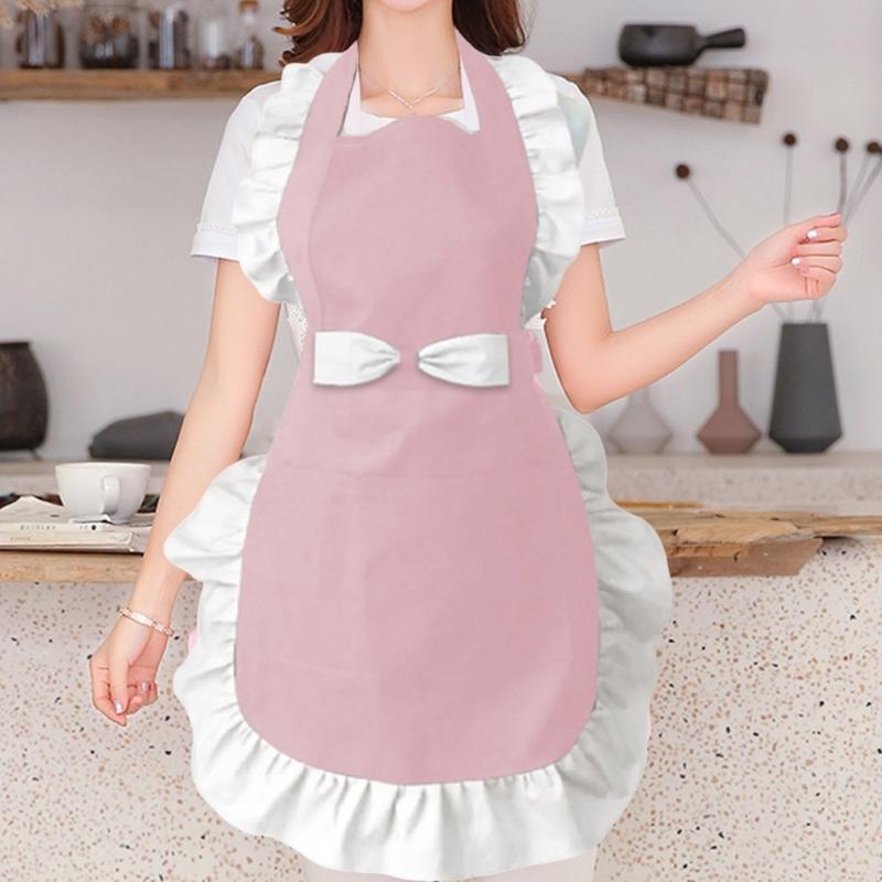 Women's Cake Apron Bowknot Apron for Women with Pockets Adjustable Chefs Aprons for Kitchen Cooking Baking Gardening
