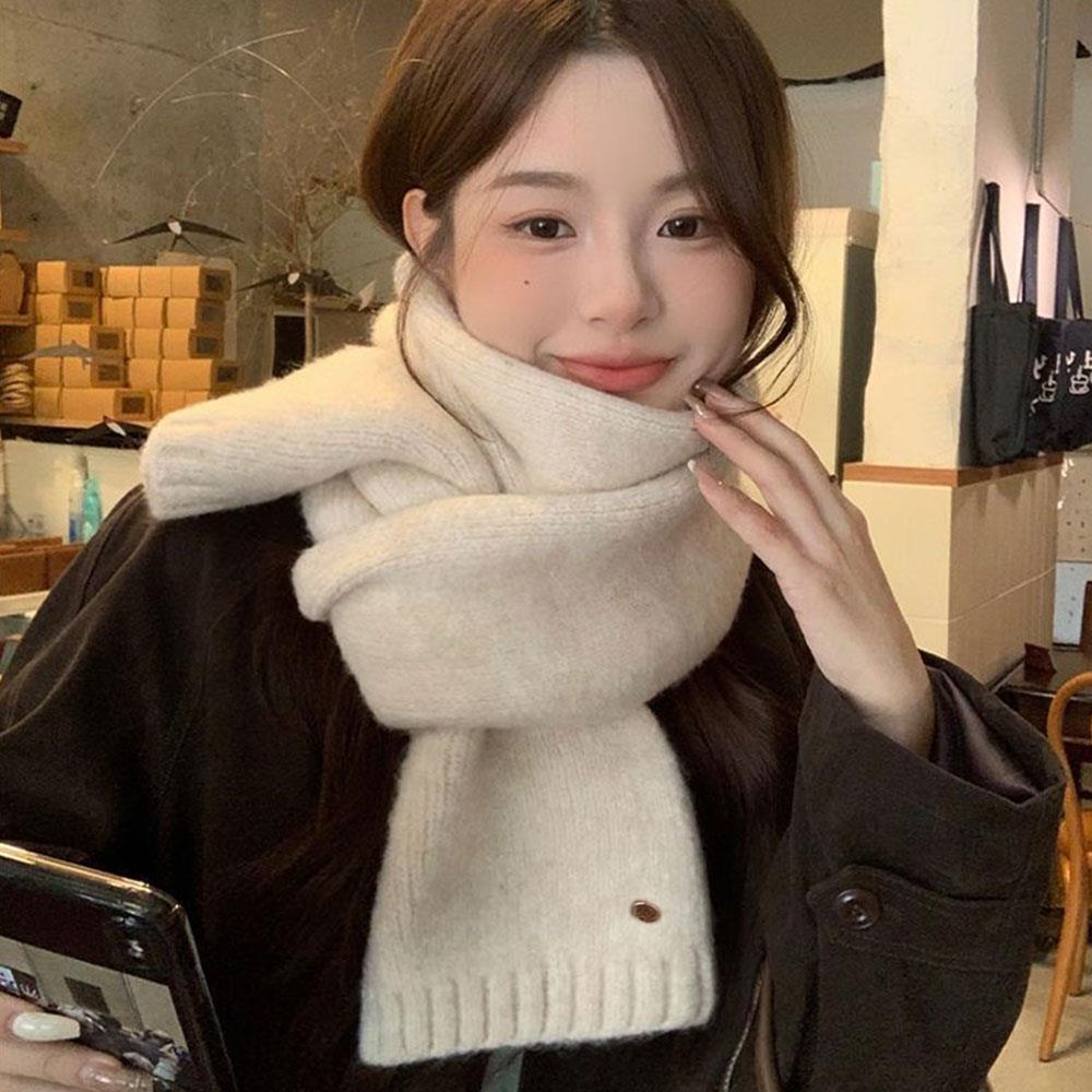 Hot Winter Thermal Knitted Scarf Women Raccoon Velvet Fur Wool Scarf Luxury Solid Color Shawl Wraps Windproof Warmer Neckerchief