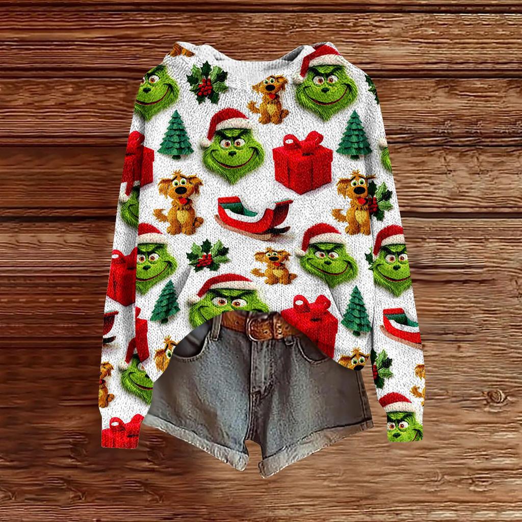 Sweatshirts For Women Knit Sweater Cute Shirt Fall Pullover Hooded Sweatshirt