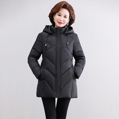 Aumentar la talla de la chaqueta acolchada de algodón para mujer, chaqueta corta ajustada acolchada de algodón con capucha, chaqueta acolchada de algodón cálida en invierno.