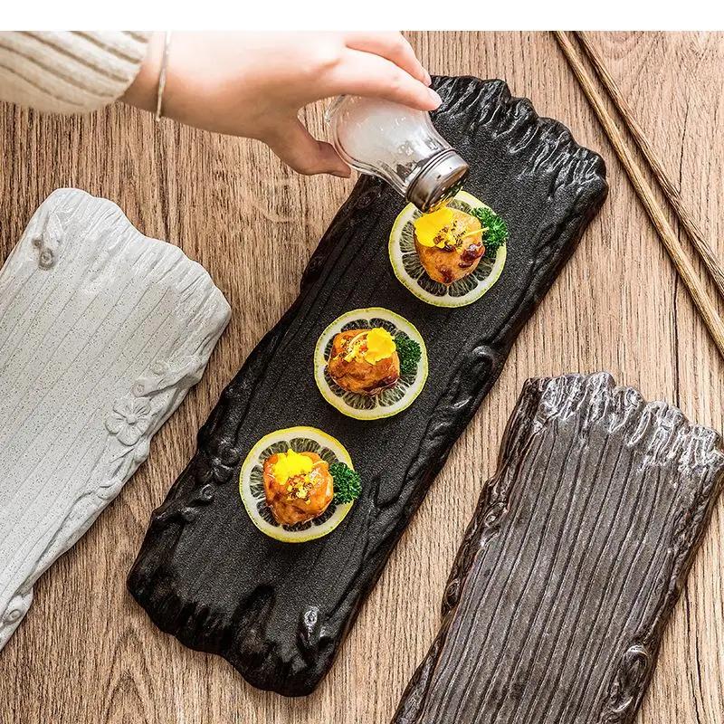 Japanese Ceramic Long Strip Plate Sushi Dessert Dish Snack Restaurant Molecular Cuisine Specialty Tableware