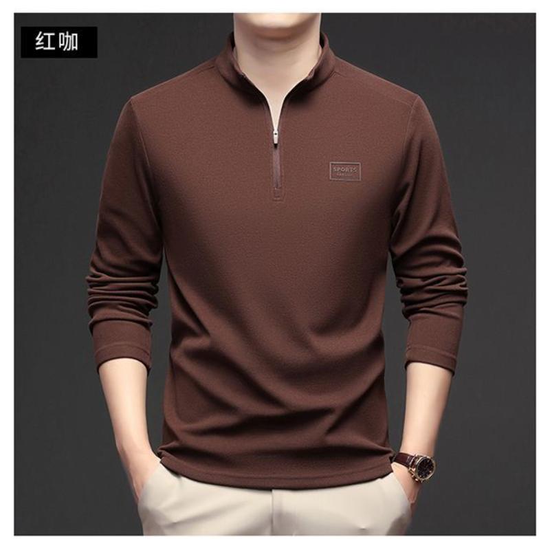 New Men's Long Sleeve Stand Collar Zipper Sweatshirt Casual Bottoming Thickened