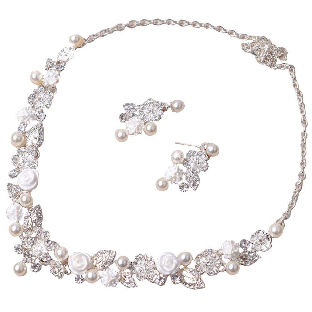 

Ожерелье Серьги или танцевальные [COLINY] & Серьги, набор из 2 предметов, жемчуг, роза, свадьба, вечеринка, бальный зал, (серьги + ожерелье)