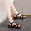 CRLAYDK Women's Summer 2024 Walking Sandals Ankle Elastic Strap Platform Casual Wedge Soft Leather Slides Open Toe Beach Shoes