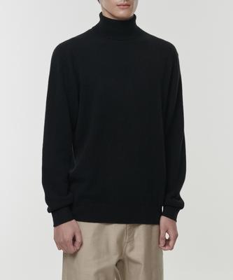 [Premium] 100% Cashmere Turtleneck Knit [Black]