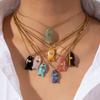 Yori Simple Versatile Natural Stone Fish Stainless Steel Necklace Jewelry for Women Animal Ocean Style Choker Suitable