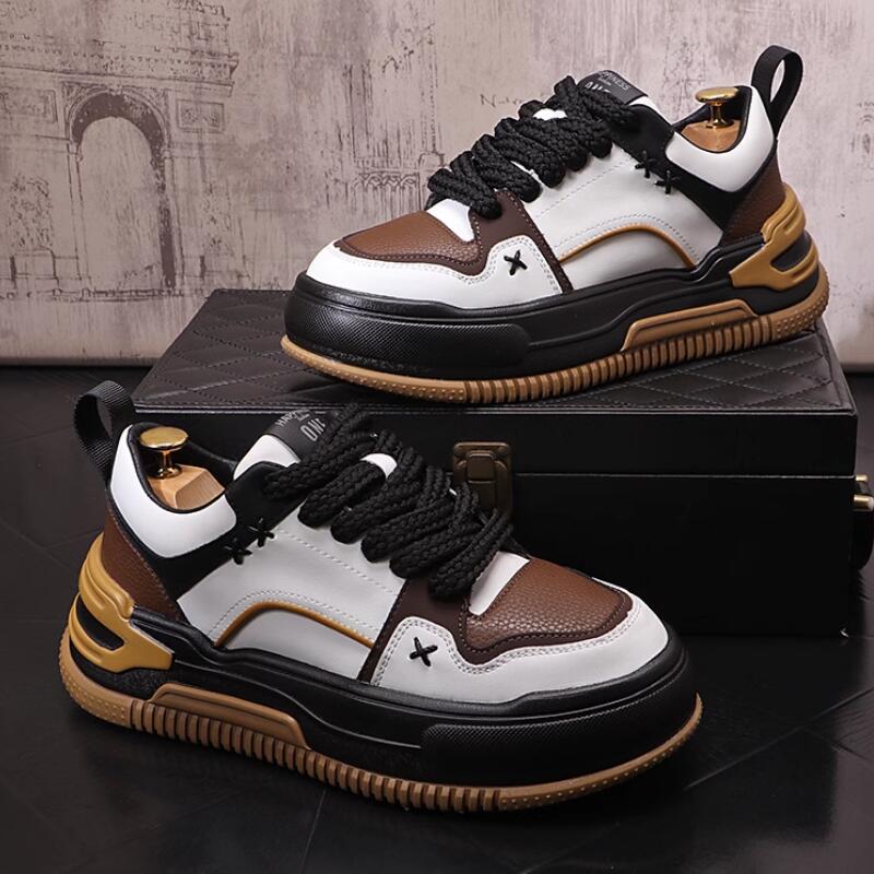 Fashion Fashion casual shoes match color men's board shoes with thick soled sneakers Zapatos Hombre b2