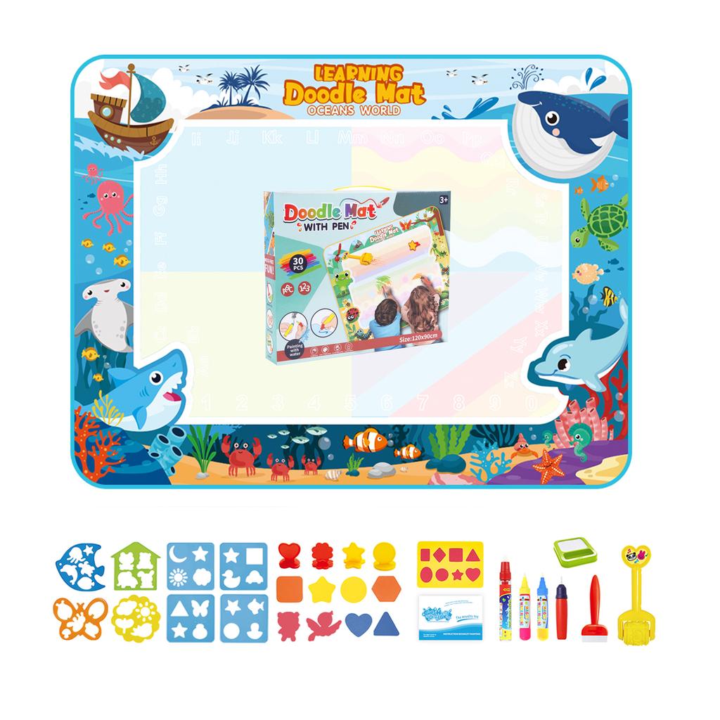 120x90CM Magic Water Drawing Mat Coloring Doodle With Reusable Magic Pens Montessori Painting Board Educational Toys Kids Gifts
