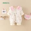 Baby Winter Romper Girls Long Sleeve Cotton Footless Bodysuit With Snap Thick Warm Outfit 66-90cm Infants
