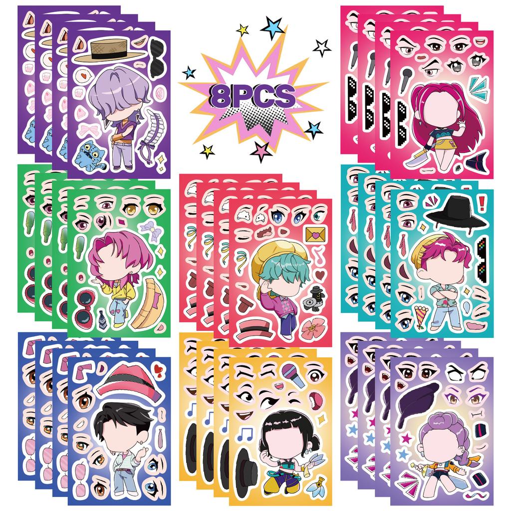 8 Pcs Toy Puzzle Stickers, DIY Dress-up Face-changing Stickers Handicrafts And Reusable Stickers