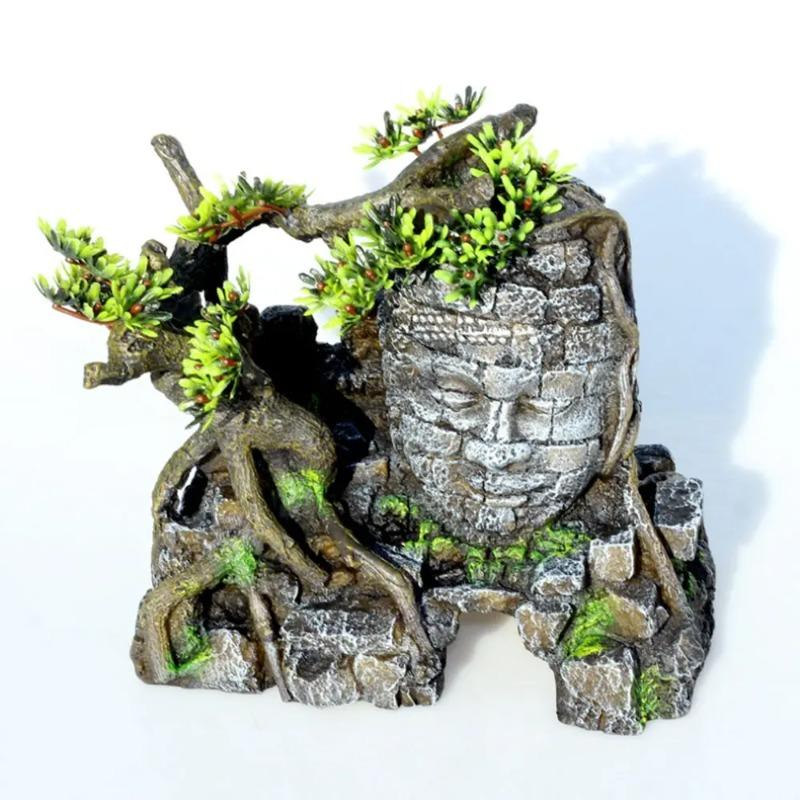 Aquarium Decoration Fish Tank Landscaping Fish Shelter Buddha Statue Ornaments Resin Crafts Aquascape Home Decor Accessories