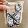 Money Pattern Electroplated Frame Clear Phone Case For iPhone 17 Pro Max 16 15 14 13 12 11 Pro 16 Plus 17 Air Shockproof Cover