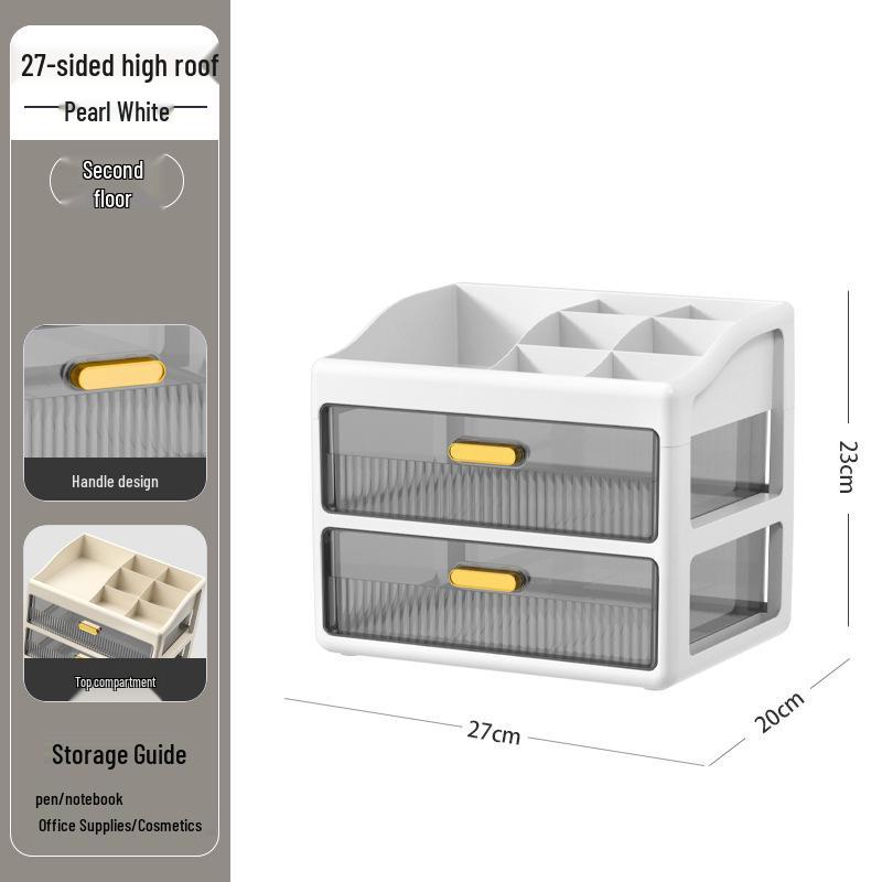 Multi-layer Desktop Organizer: Drawer-Type Storage Box for Office Supplies, Stationery, and Cosmetics