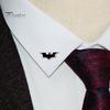 Black Metal Collar Pin 1 Pair Bat Shape Lapel Pins, Men Suit Shirt Versatile Cool Gothic Brooch, Matte Edging Business Pins for Tie Decoration