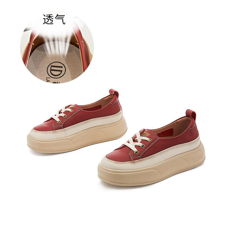 Small Size 34 Large Size 41 Leather Retro Board Shoes 2025 Spring and Summer New Thick-soled Heightening White Shoes Ethnic Style Women's Shoes