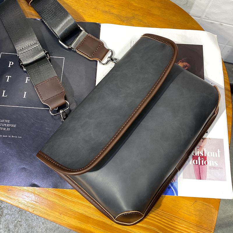Men's plaid shoulder bag trendy messenger bag boys street fashion satchel student small bag personalized messenger bag new