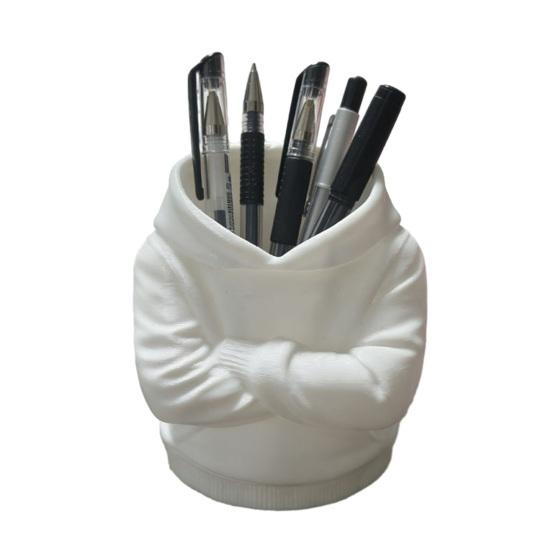 Large Capacity Desktop Storage 3D Printed Crossed Arms Hoodie Pen Holder, Organizer, Solid Modern Organizer Stable Base Multi-Functional Stationery