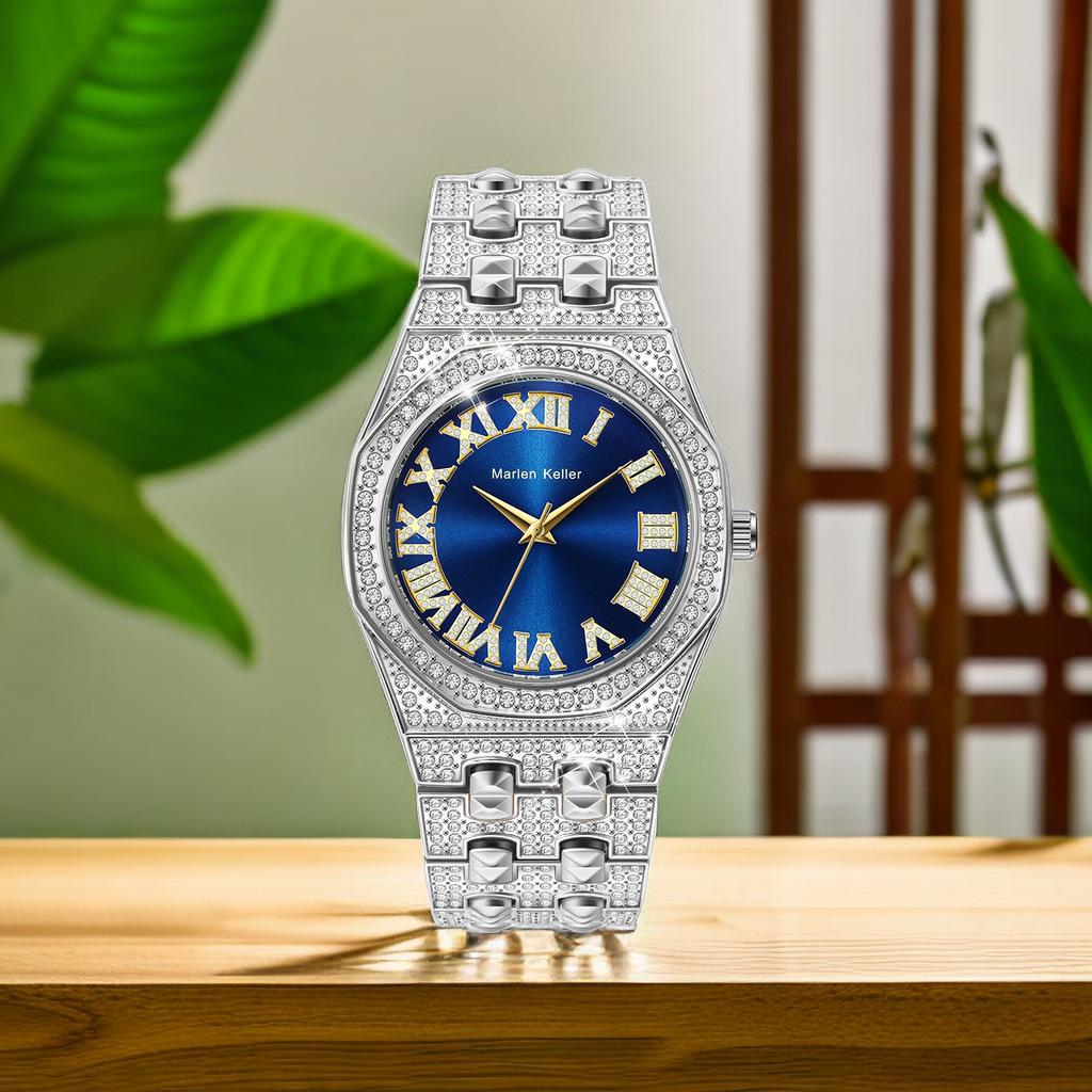 Luxury Full Diamond Men Watches Fashion Stainless Steel Strap Male Quartz Wristwatches