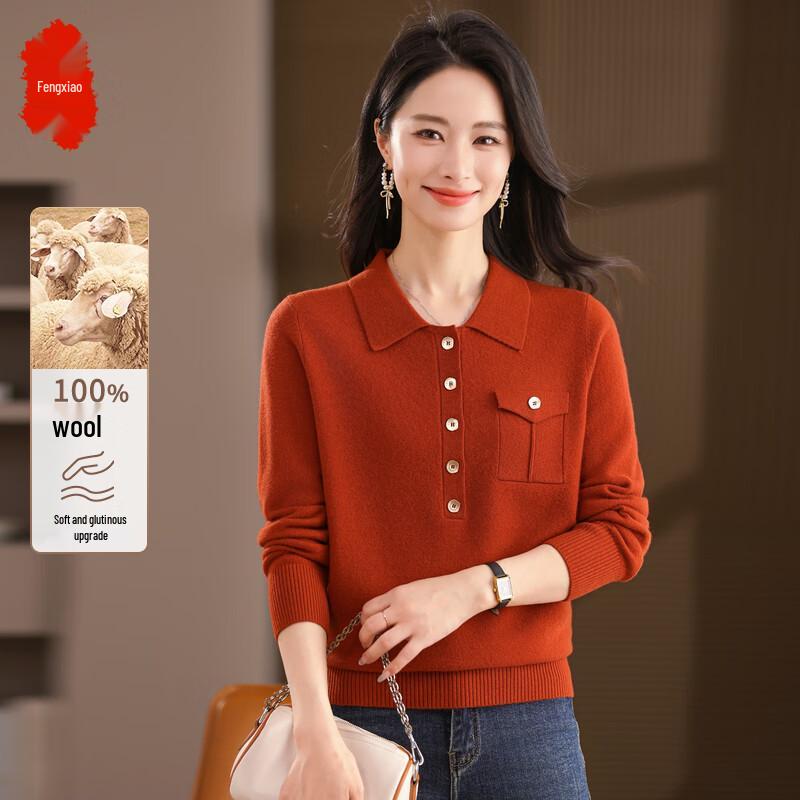 

Women s 100% Wool Turn-down Collar Pullover Sweater 4XL