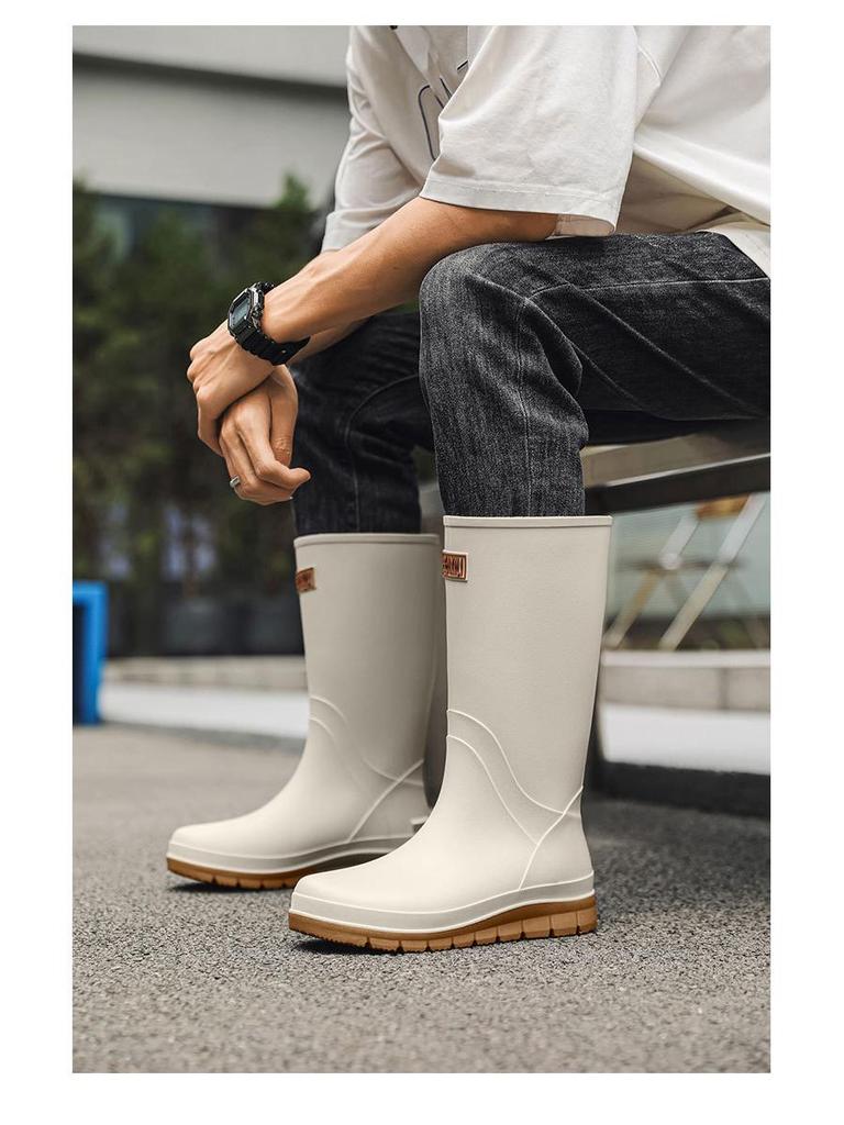 Herren High-Top Wasserdichte Rutschfeste Arbeitsstiefel: Strapazierfähige Gummistiefel für Angeln und Bauwesen