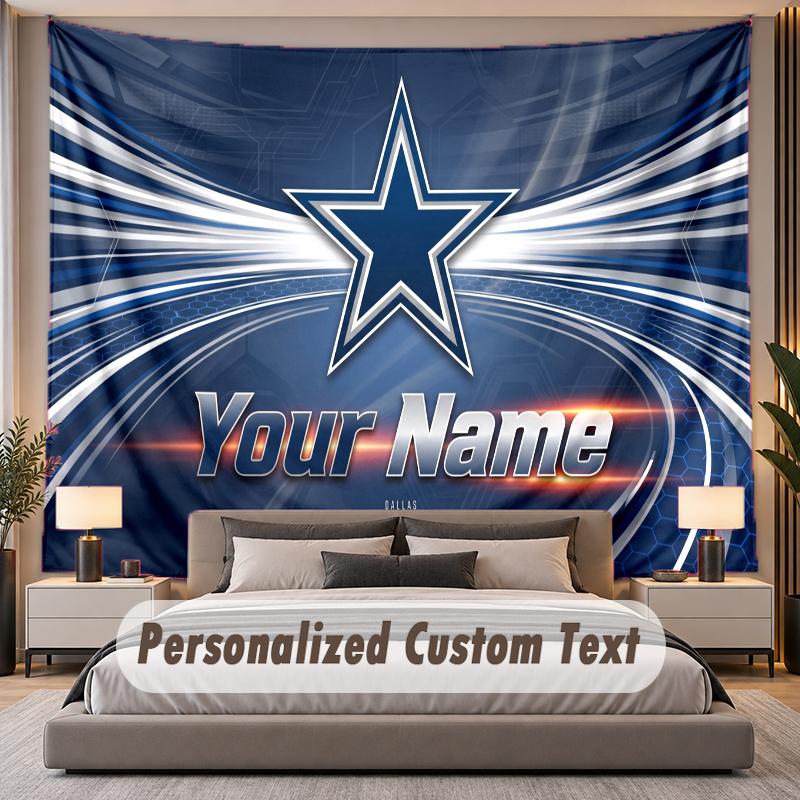 Custom Name Text Tapestry Dallas Cowboys Personalized Polyester Wall Tapestry For Bedroom And Room