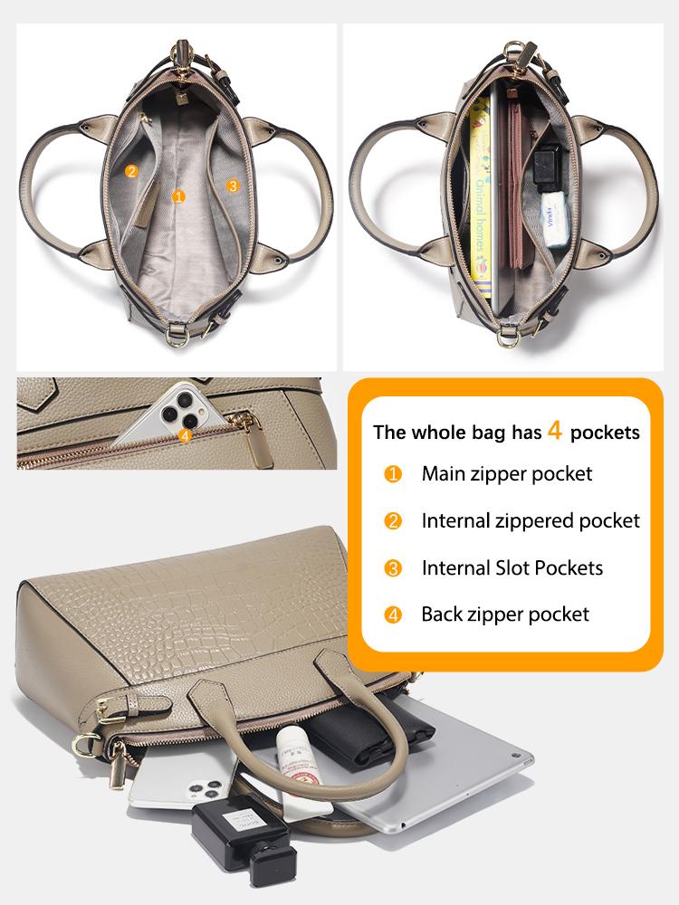 Zency Women's Large Capacity Luxury Leather Tote Shoulder Handbag Shopper Bag