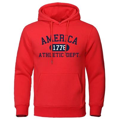 America 1776 Athletic Dept Letter Hoodie Print Men/Women Casual Fashion Long Sleeves Pullover Tracksuit Oversized Unisex Clothes