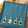Women Fashion Round CZ Inlaid Stainless Steel Pendant Necklace Versatile Clavicle Chain & Long Sweater Chain Daily Jewelry